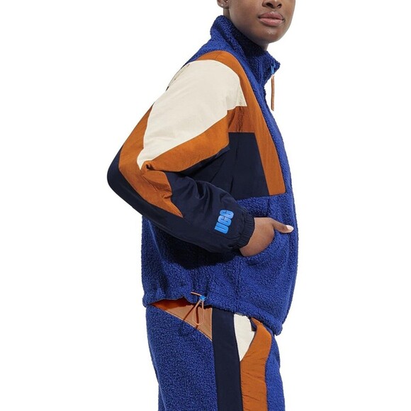 UGG Women's Kieren Uggfluff Nylon Colorblock  Blue Jacket Coat Bomber X-Large - Picture 3 of 14